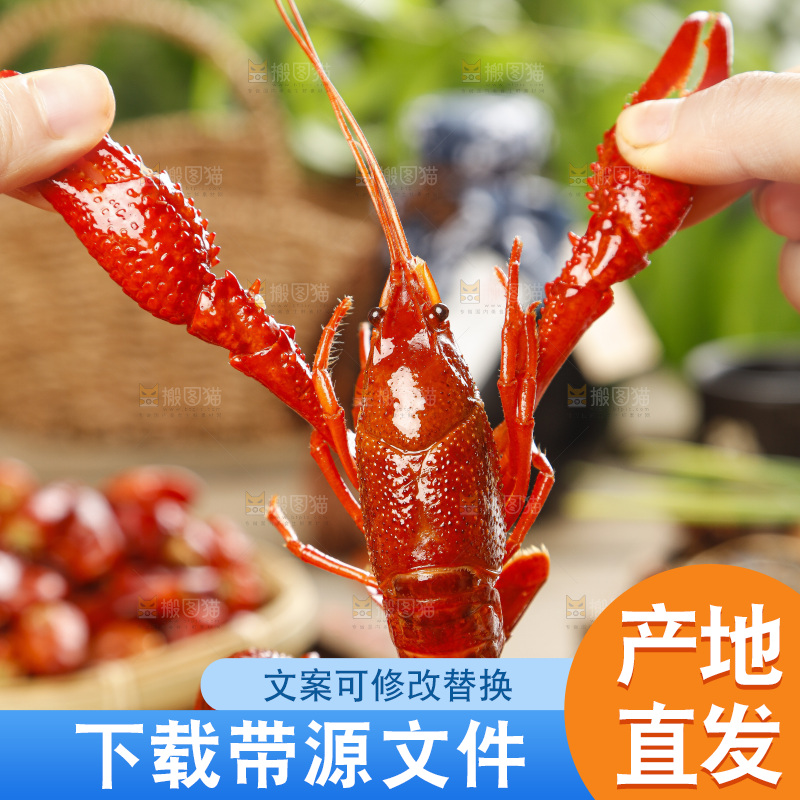 手里拿着一只蒸虾