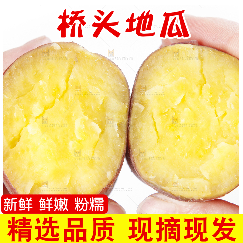 手里拿着黄心红薯