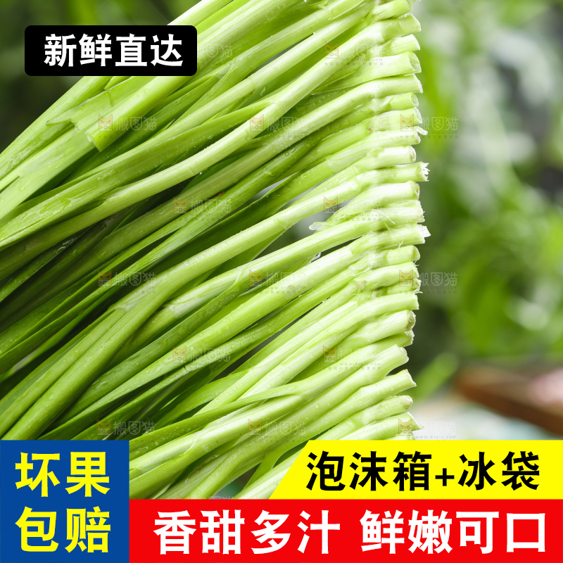 竹签上串着新鲜韭菜