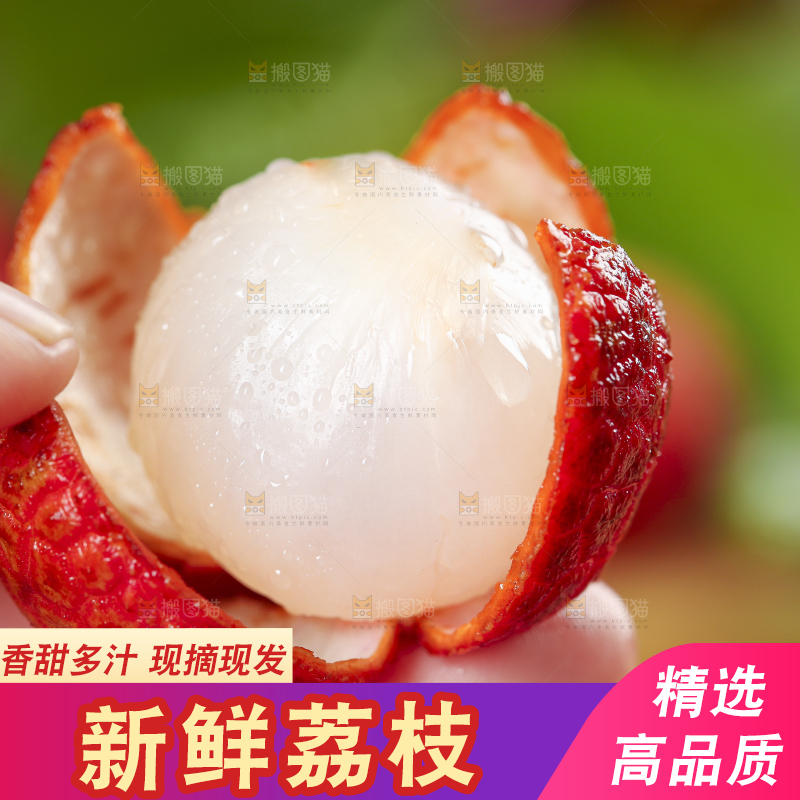 手里拿着鲜荔枝