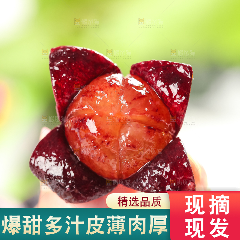 手里拿着葡萄果肉