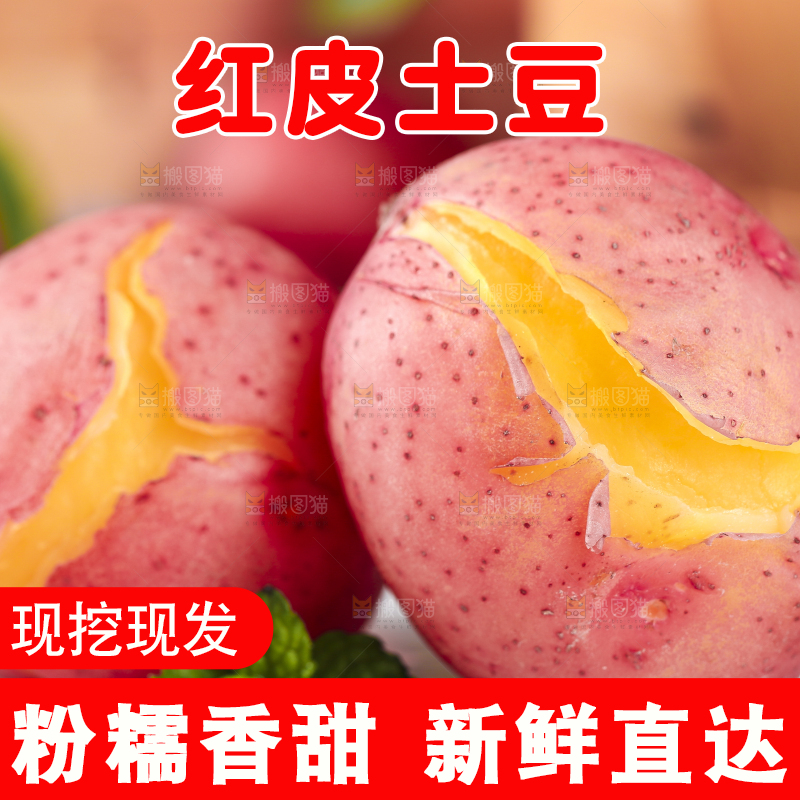 白底上放着土豆