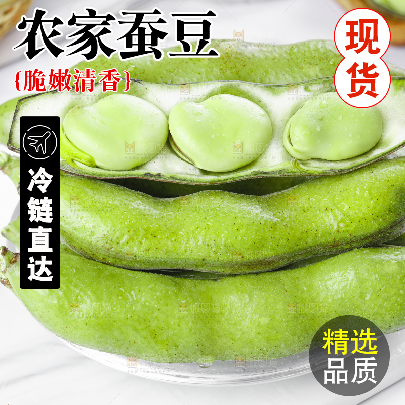 白底上放着蚕豆