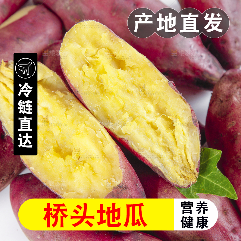 白底上摆放着桥头红薯