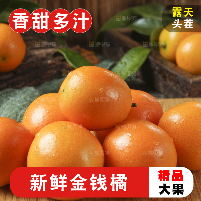 木板上摆放着广西金钱橘