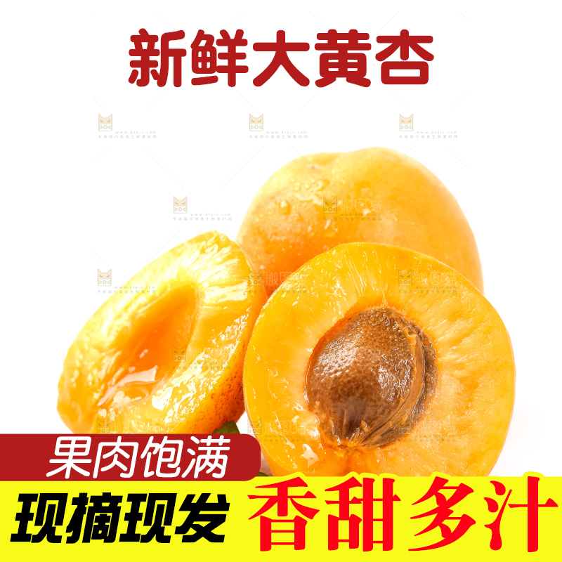白底上摆放着杏子