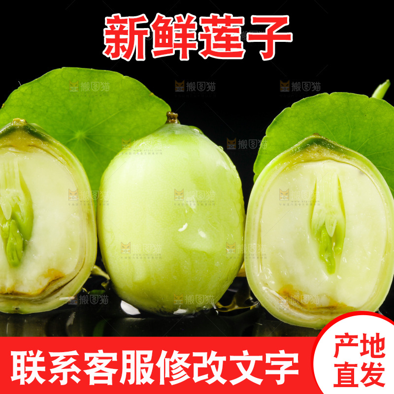 黑底上放着新鲜莲子