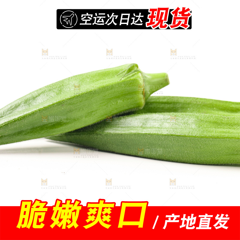 新鲜的羊角豆放在白底上