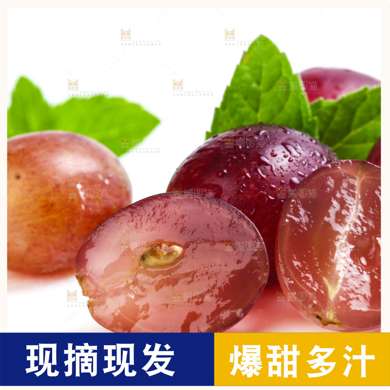 新鲜提子放在白底上