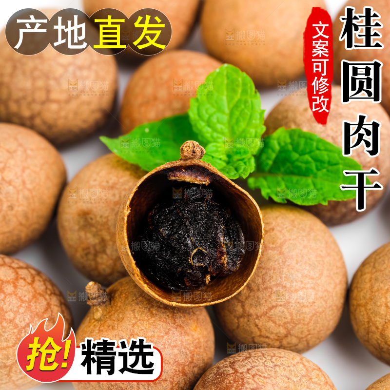 去壳的桂圆干放在白底上