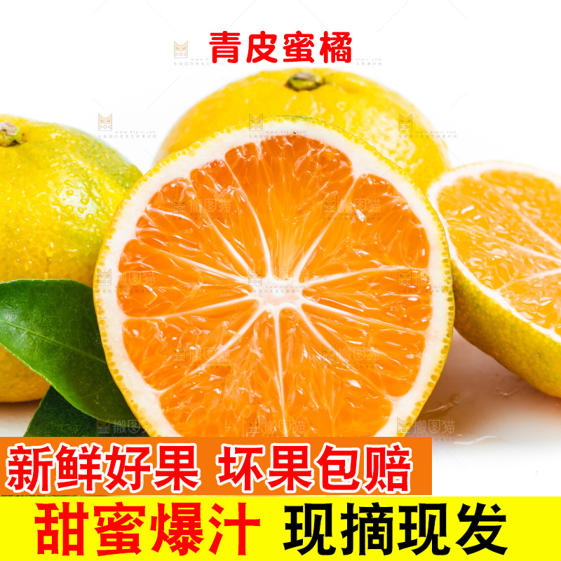 新鲜的青皮蜜橘放在白底上