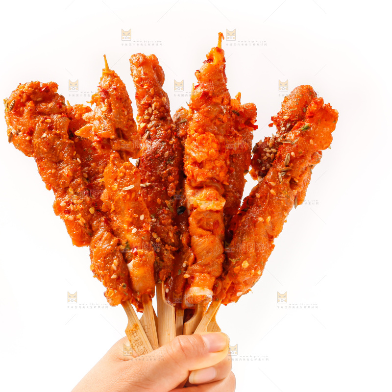 手拿肉串