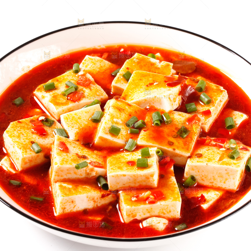 盘里装着麻婆豆腐