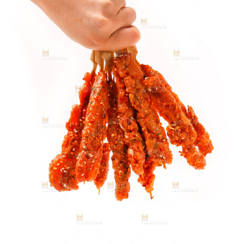 手拿肉串