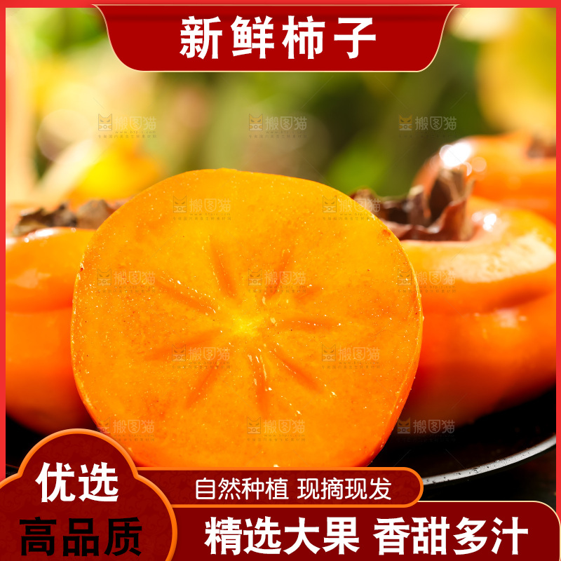 黑石板上放着易县磨盘柿