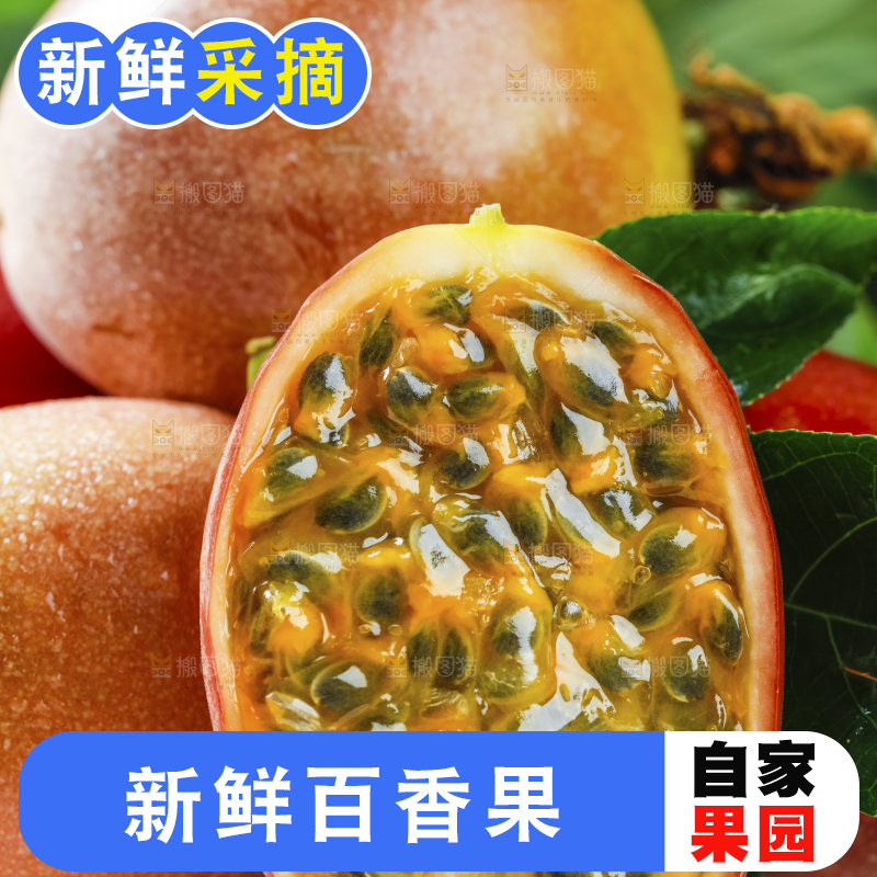 广西百香果放在格子布上