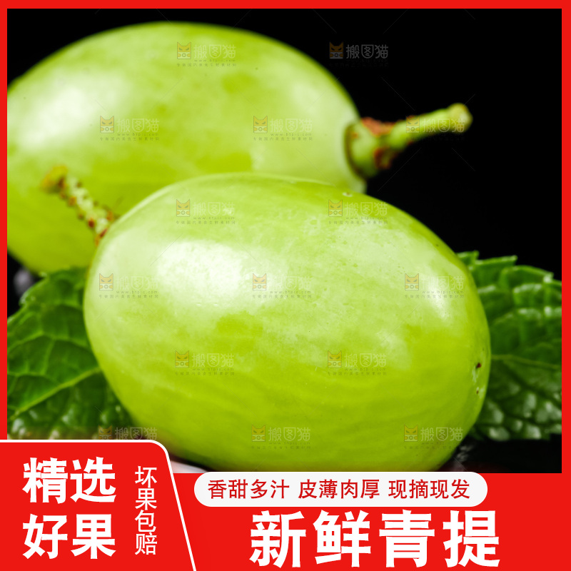 黑底上放着青提子