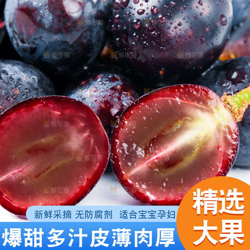 云南夏黑葡萄放在白底上