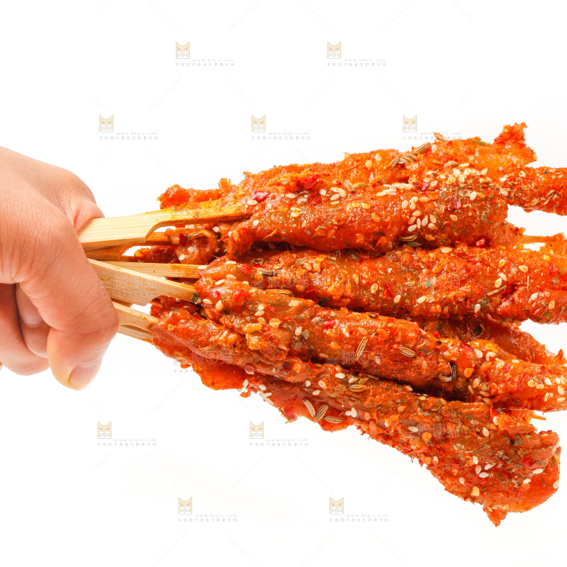 手拿肉串