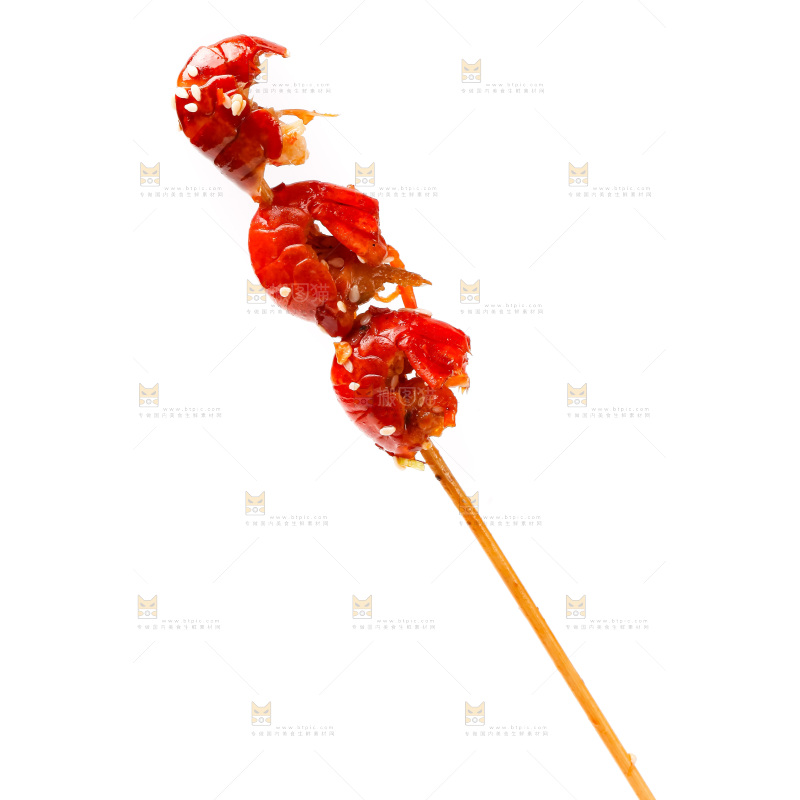 白底上的虾球串