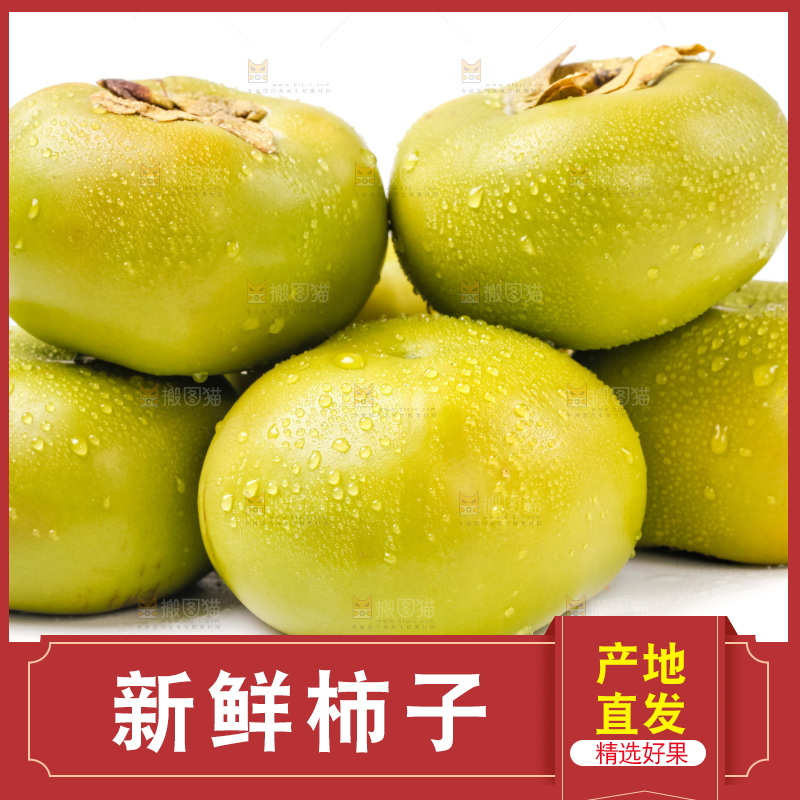 白底上放着青皮柿子