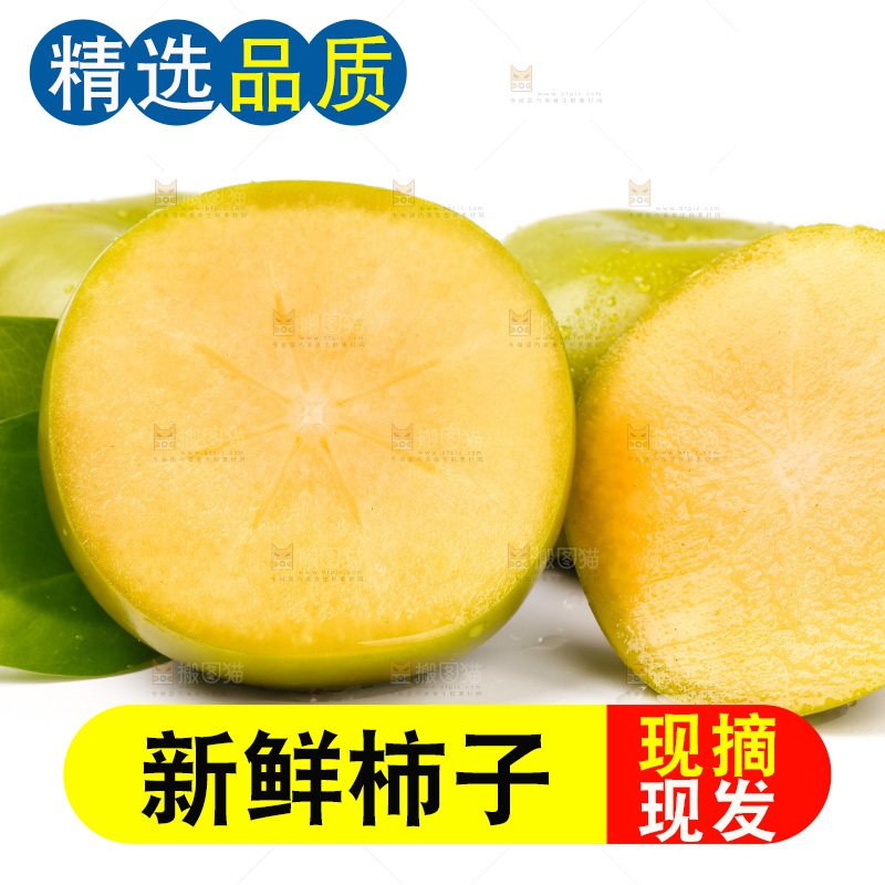 白底上放着青皮柿子