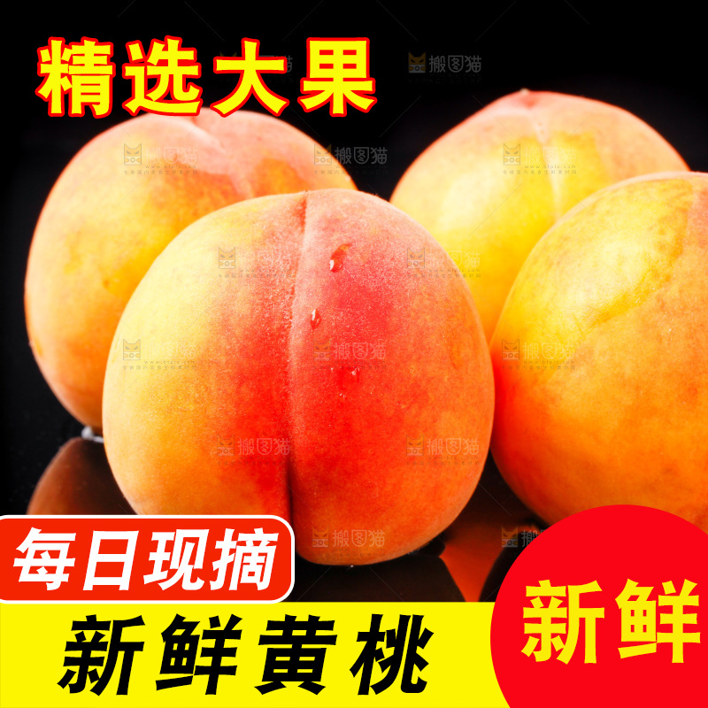 黑底上放着山东黄桃
