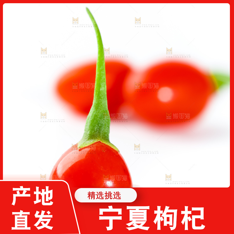 白底上放着枸杞
