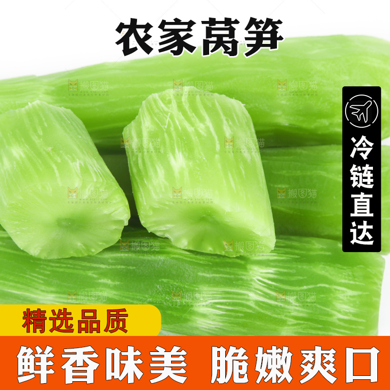 白底上摆放着莴苣