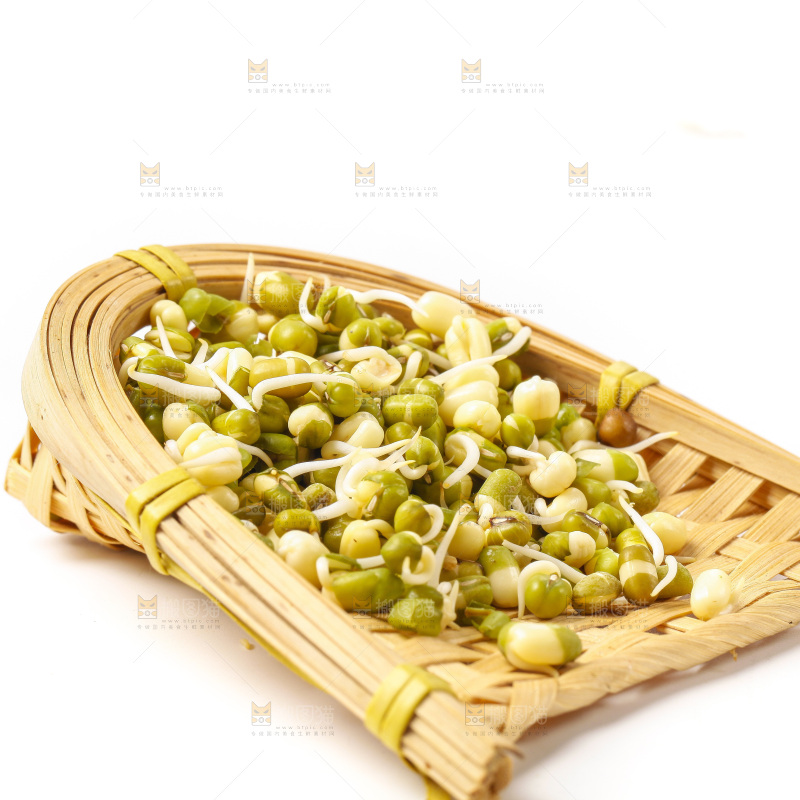 白底上的绿豆芽