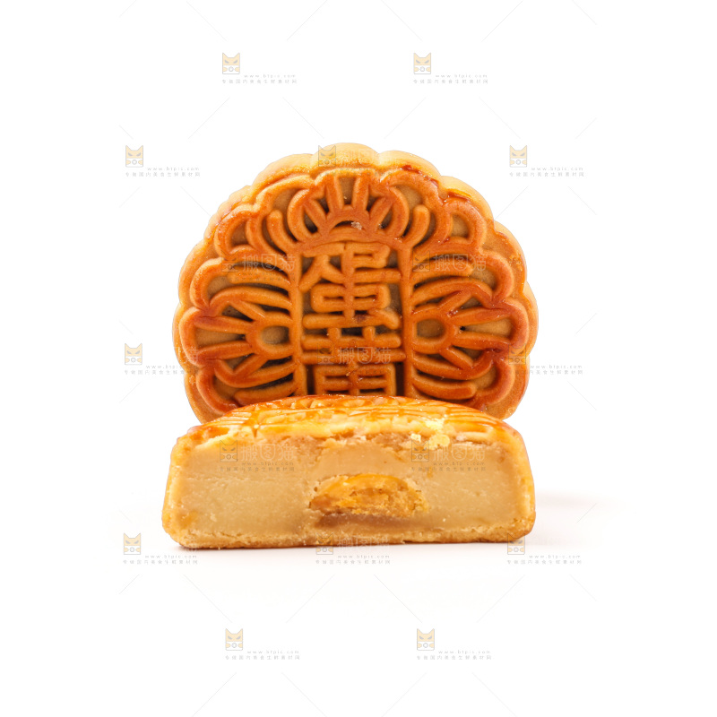 白底上的蛋黄月饼