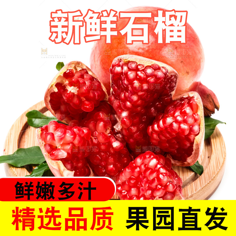 白底上放着软籽石榴