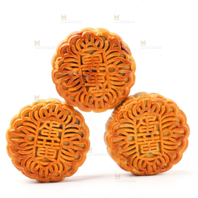 白底上的蛋黄月饼