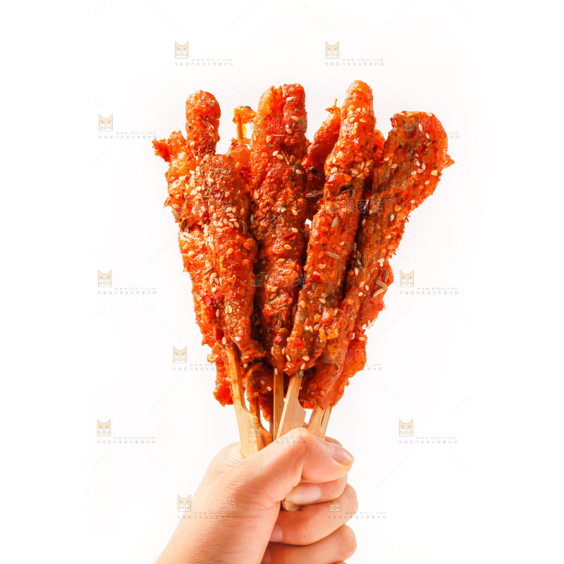 手拿肉串