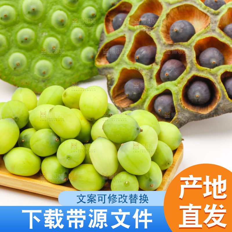 水果莲子放在白底上