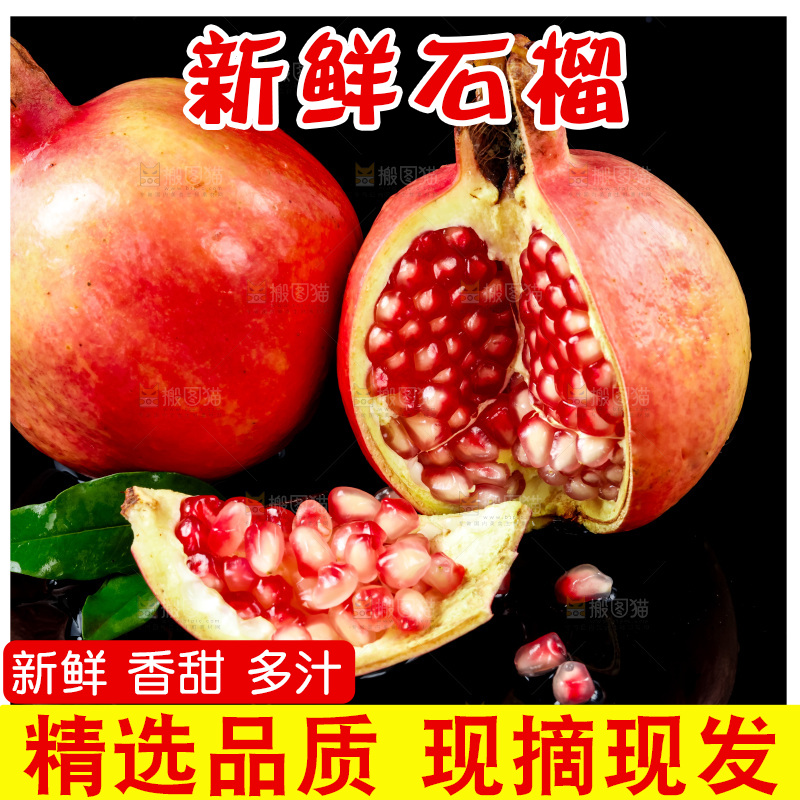 黑底上放着突尼斯软籽石榴