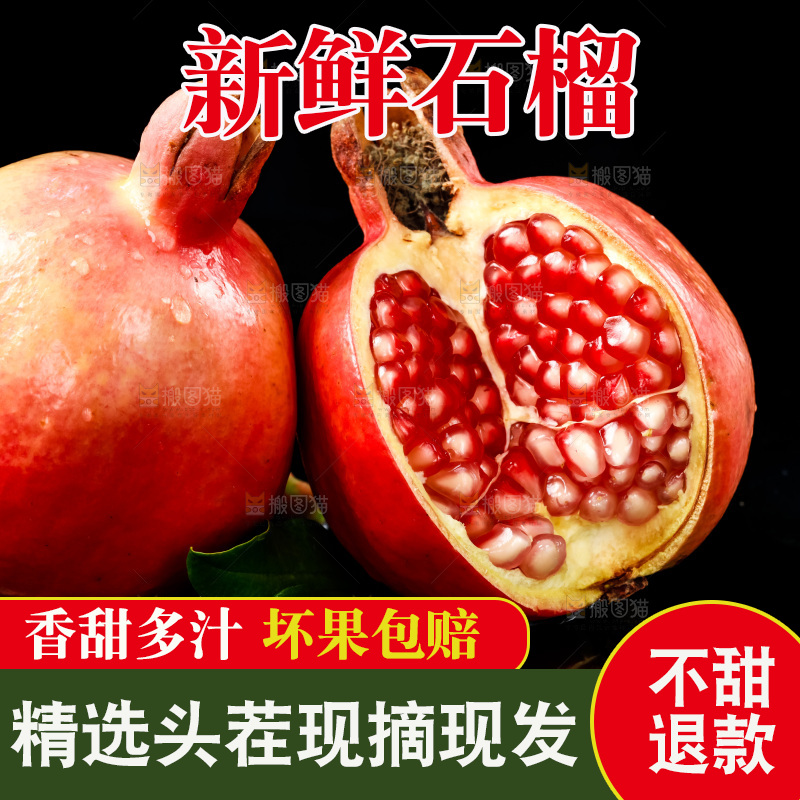 黑底上放着突尼斯软籽石榴