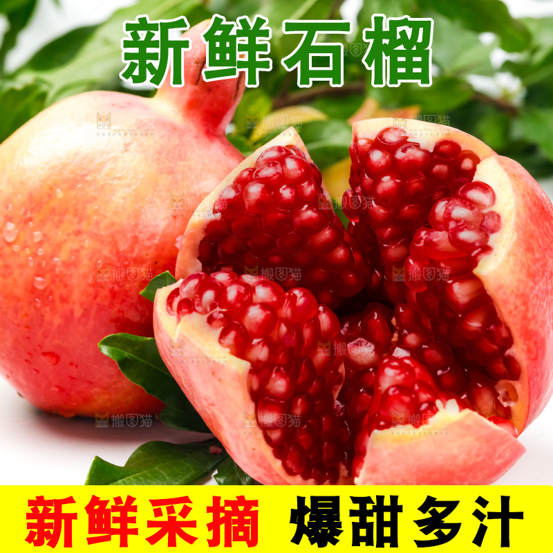 突尼斯软籽石榴放在浅底上