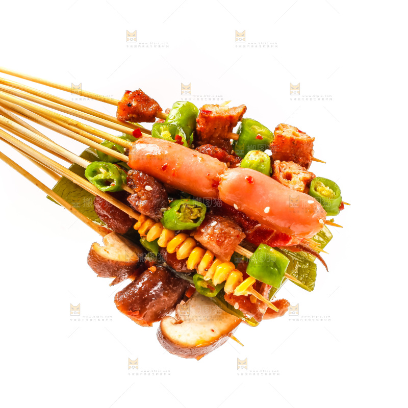 白底上的钵钵鸡食材