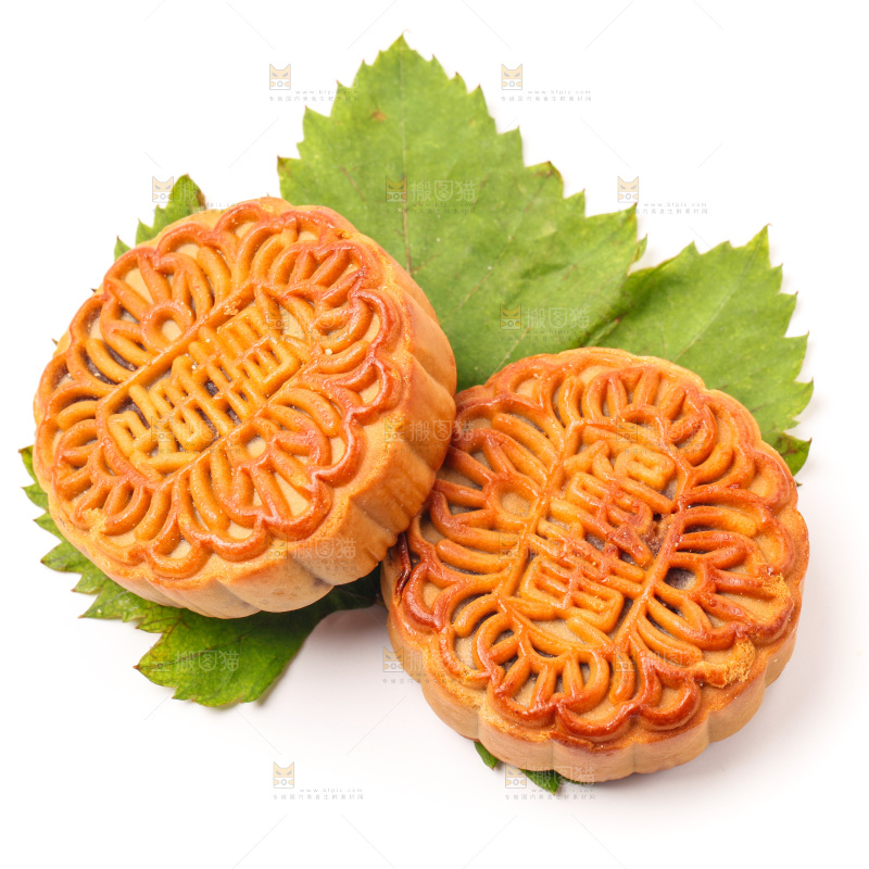 白底上的蛋黄月饼