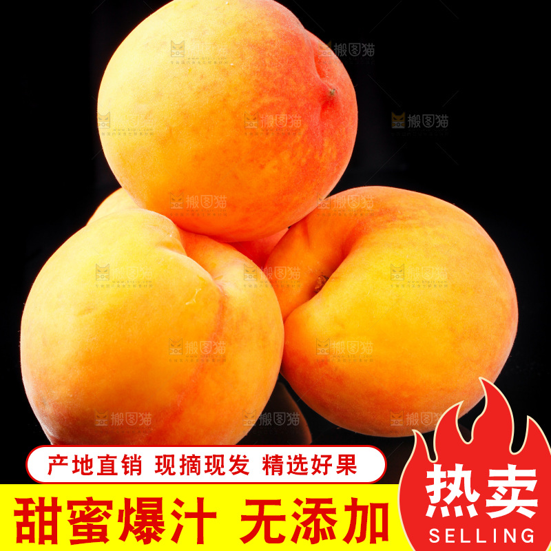 黑底上放着山东黄桃