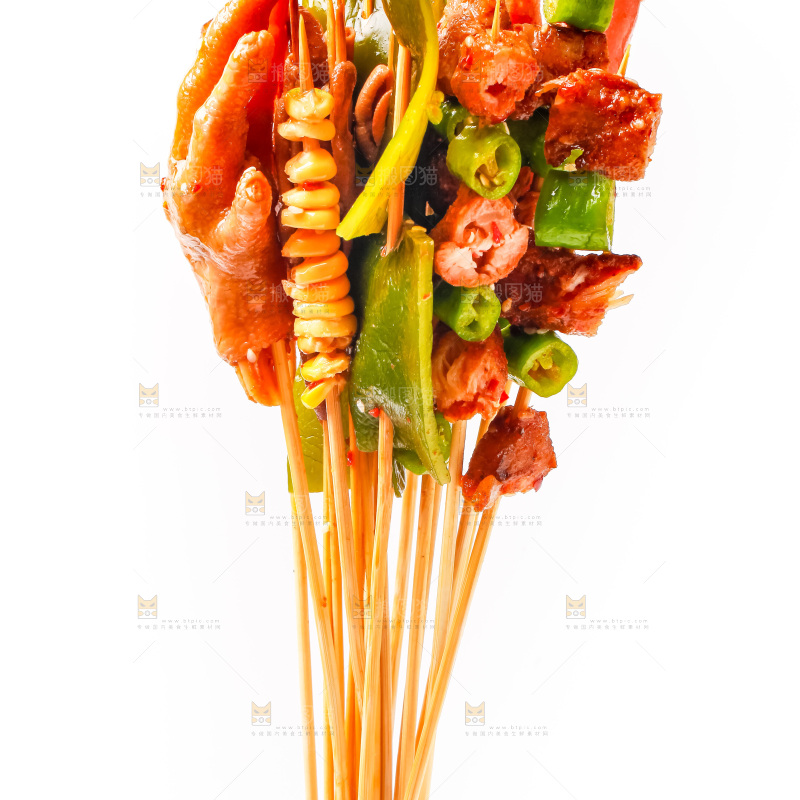 白底上的钵钵鸡食材