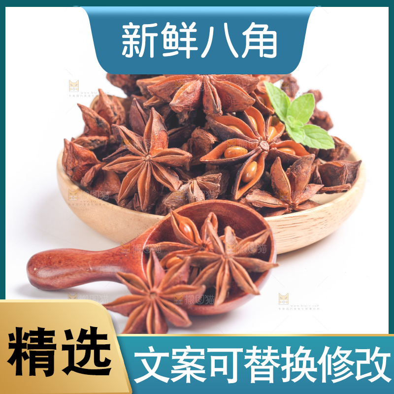 广西八角放在白底上