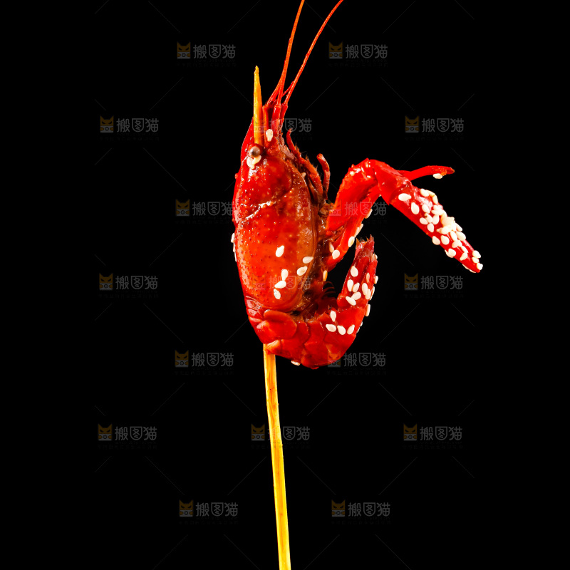 黑底上的虾串