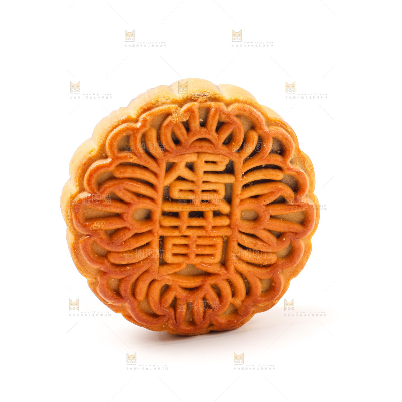 白底上的蛋黄月饼