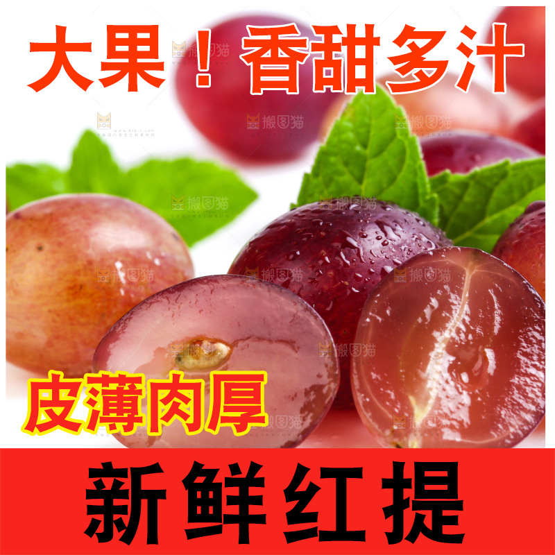 新鲜提子放在白底上