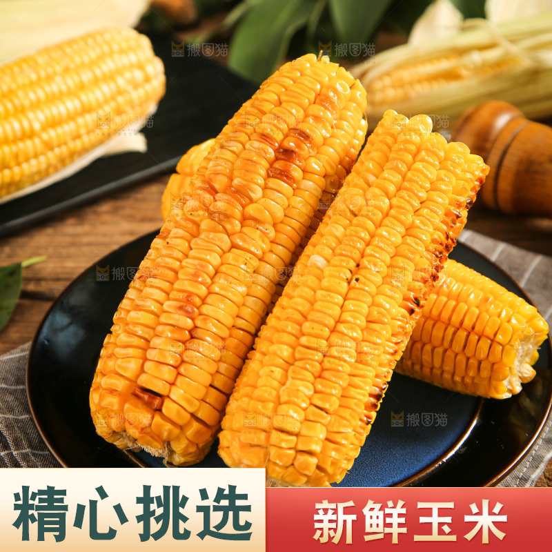 盘子里装烤玉米