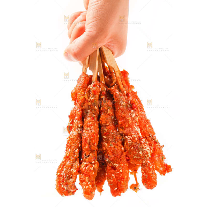 手拿肉串