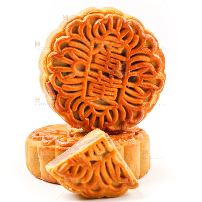 白底上的蛋黄月饼