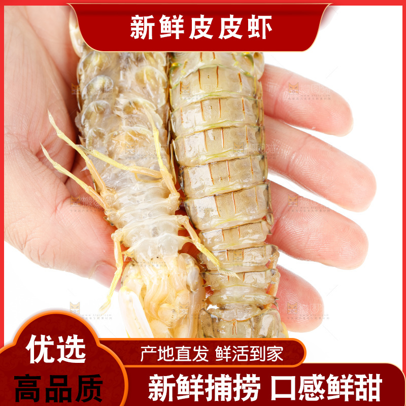 手里拿着生鲜皮皮虾
